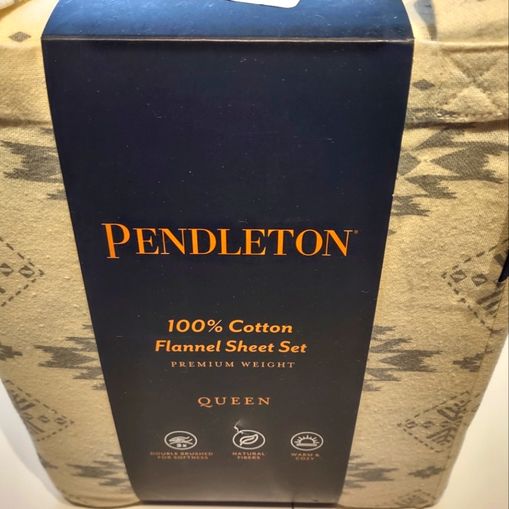 Pendleton Flannel Sheet Set - Cream and Black
